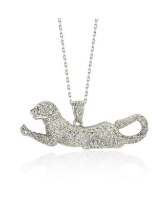 Suzy Levian Sterling Sapphire Prowling Tiger Pendant