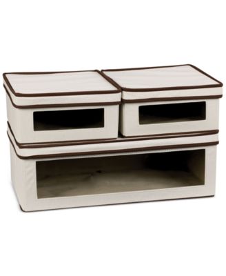 Household Essentials Vision Storage Box 3 Piece Set, 2 Small and 1 Large, Canvas with Trim