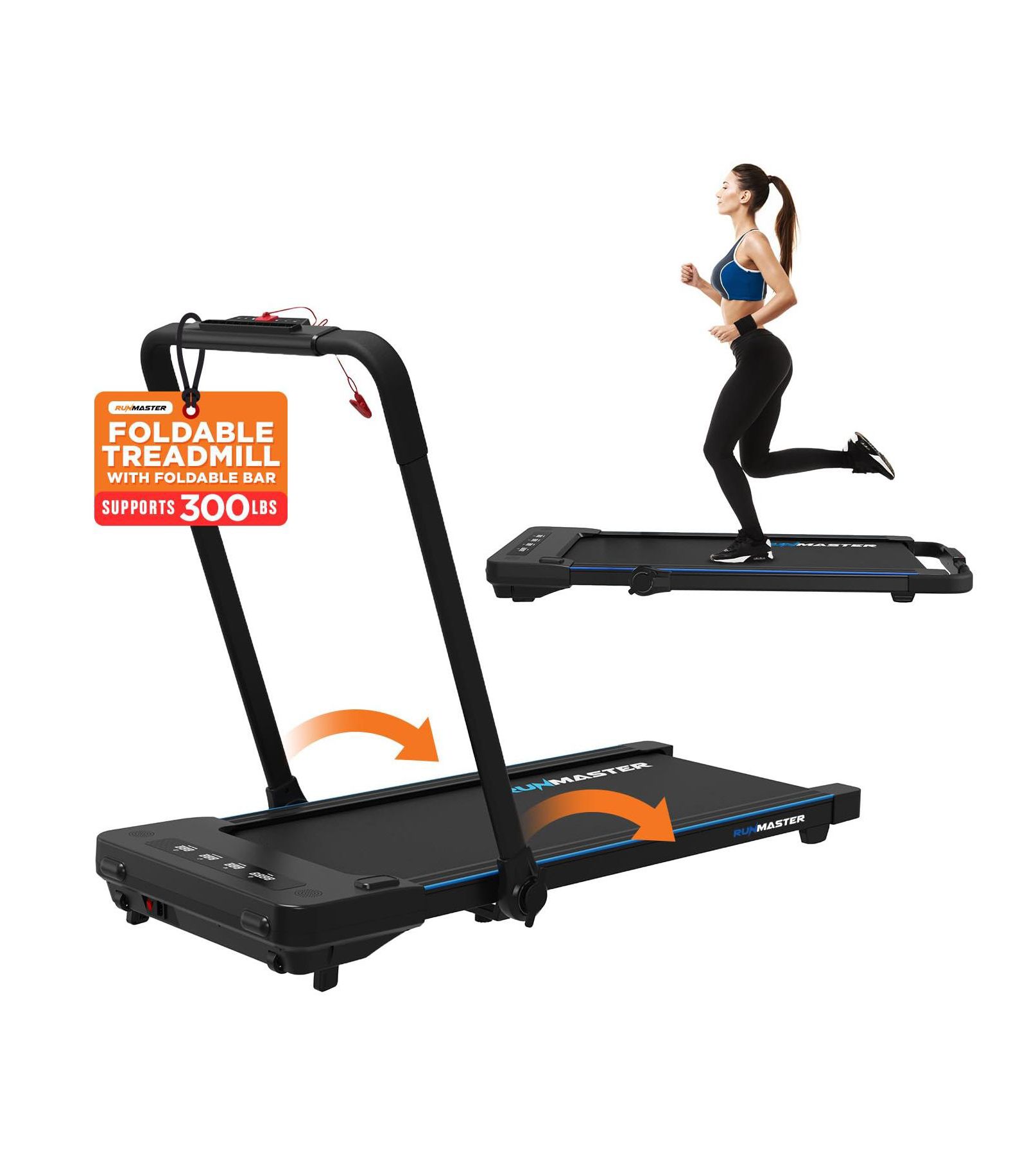 Lifemaster RunMaster 2-in-1 folding treadmill with 2.5HP motor, foldable handle, Bluetooth, large belt, 12 programs-perfect for walking & jogging