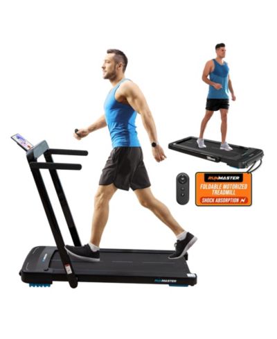 Складной беговой тренажер RunMaster 2-in-1 — портативная электрическая дорожка под стол с мотором 2.5HP, черная