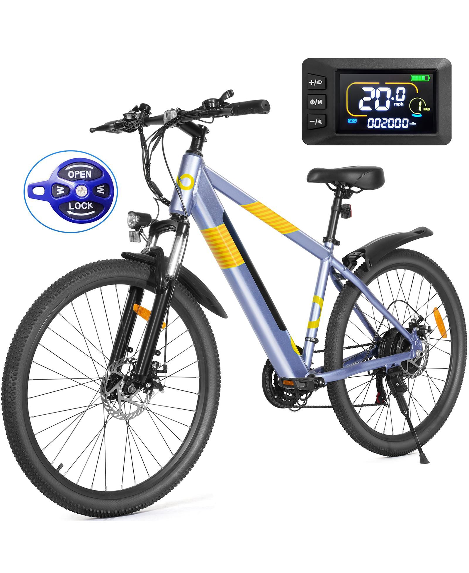 Everyfun 550W 26" Ebike for Adults, 48V Hidden Removable Battery, Up to 50 Miles, Shimano 21-Speed City Commuter EBike for Men & Women
