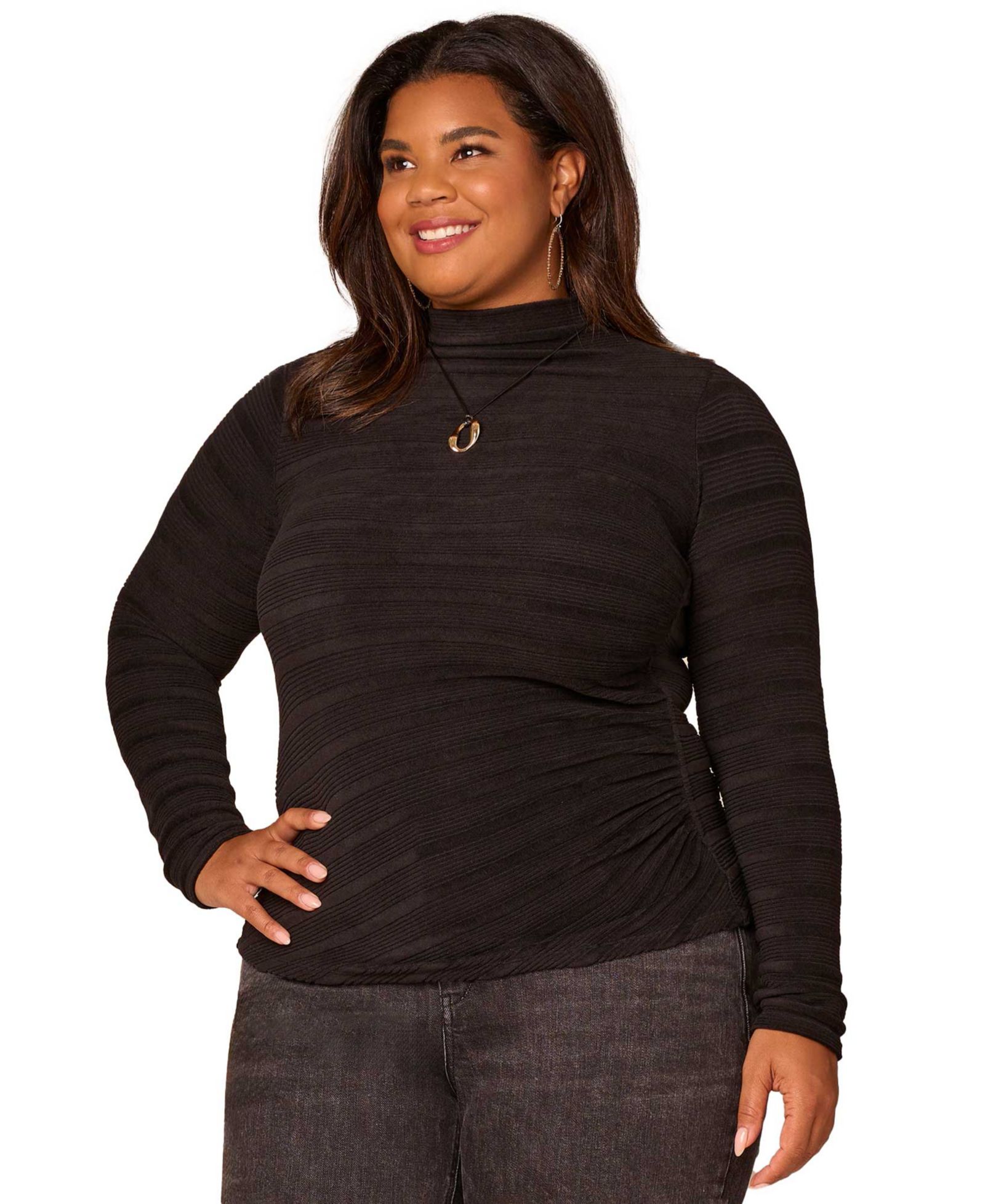 Женский топ Democracy Plus Size Long-Sleeve Asymmetrical Side Ruching