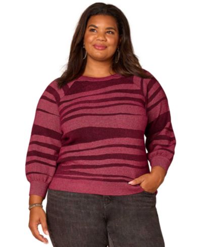 Democracy Plus Size свитер в полоску с рукавами Raglan 3/4-Blouson