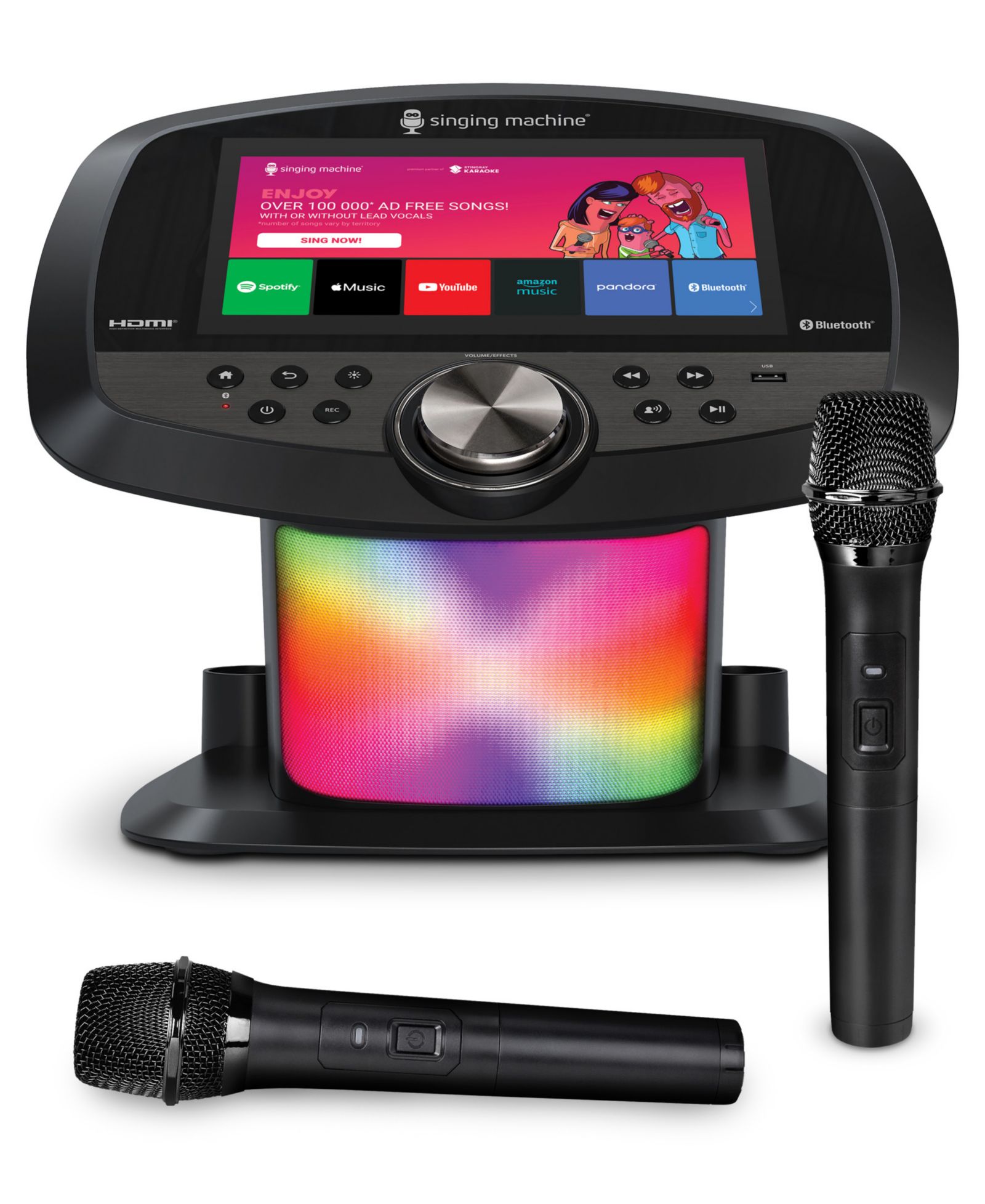 Singing Machine Karaoke Hub Bluetooth Touch-Screen Wireless Microphone Speaker