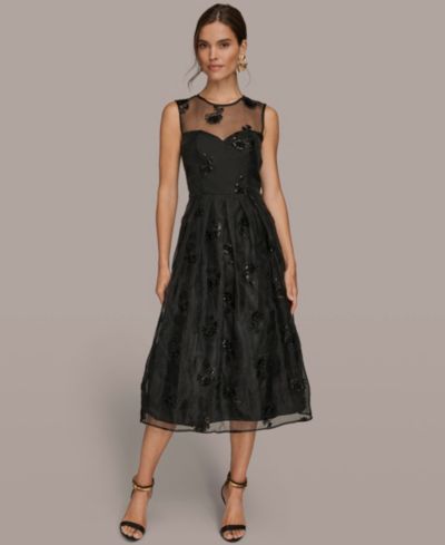 Женское вечернее платье Donna Karan New York Sleeveless Illusion Cocktail