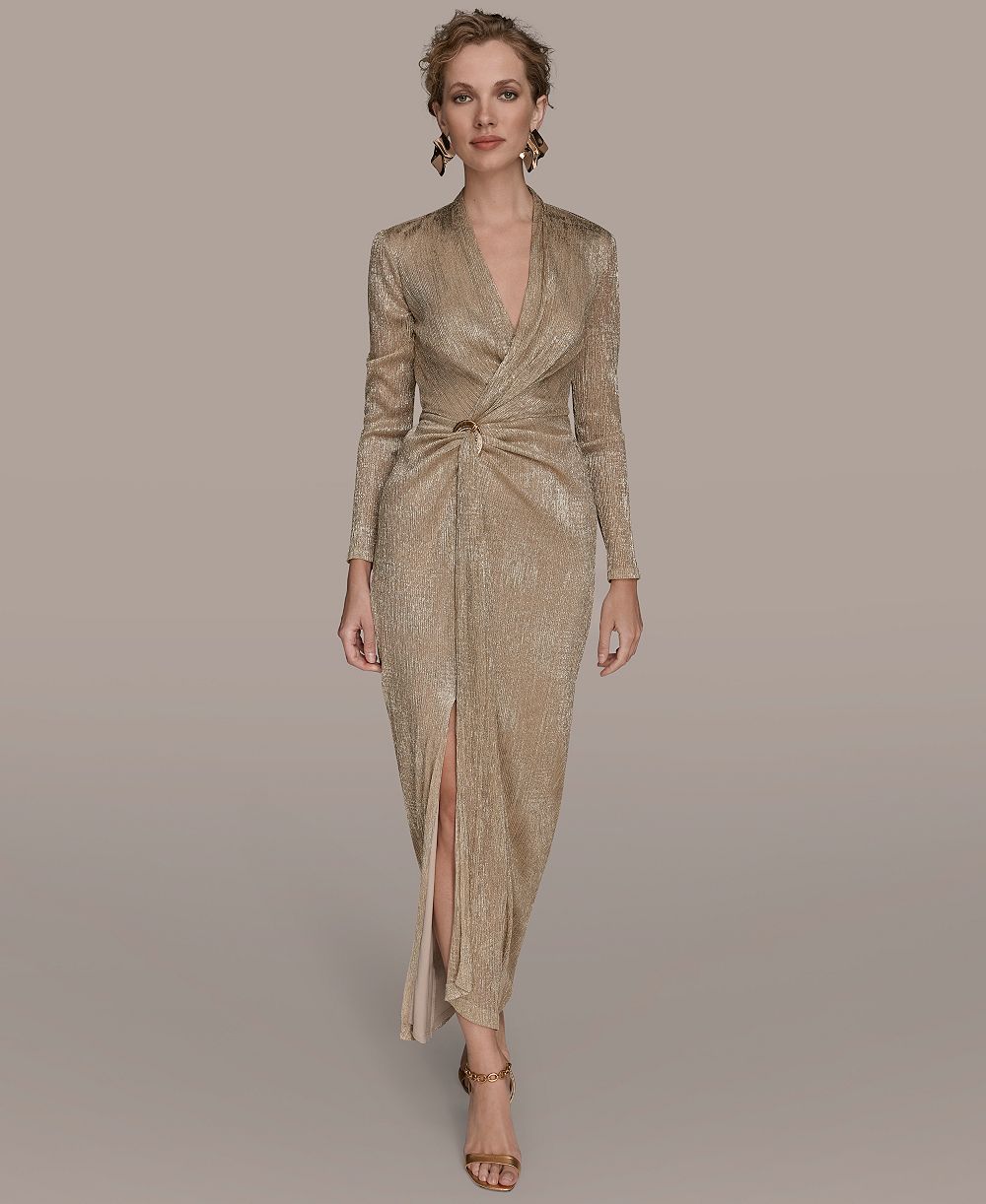 Donna Karan New York Women's V-Neck Draped Gown