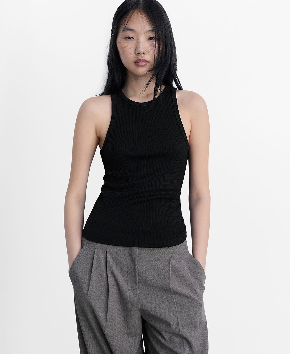 Женский трикотажный топ Mango Fine Ribbed Knit