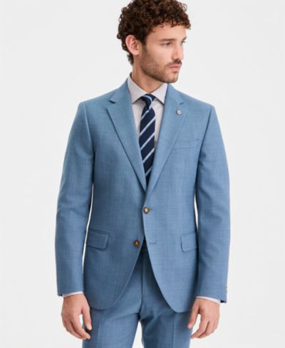 Ted by Ted Baker Men's Modern-Fit Wool-Blend Light Blue Solid Suit Separates Jacket