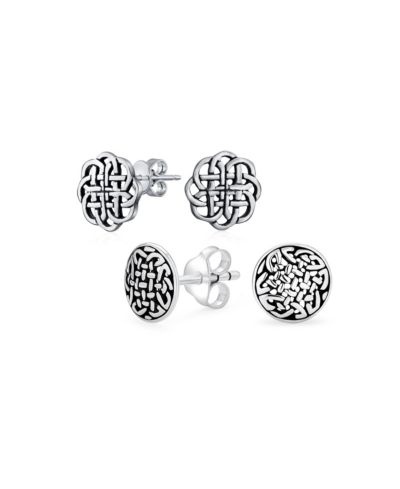 Bling Jewelry серьги-гвоздики Celtic Round Medallion Love Knot .925 Sterling Silver (2 Set)