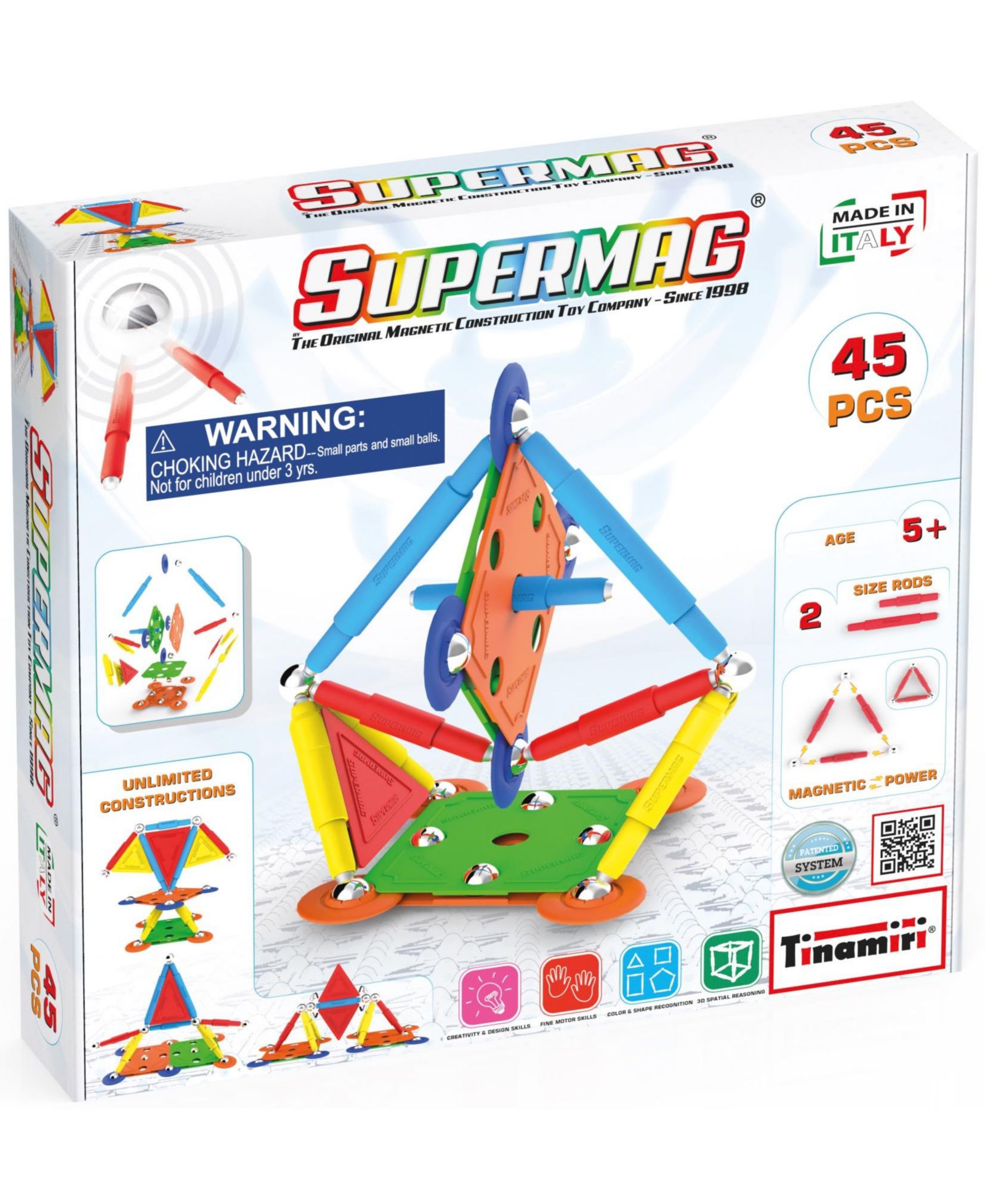 Набор для строительства Tinamiri Supermag STEM Magnetic Multicolor 45 деталей, 5+