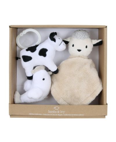 Lambs & Ivy Lambs and Ivy Farm 3-Piece Infant/Baby Plush Toy Gift Set - Sheep, Cow, Chicken
