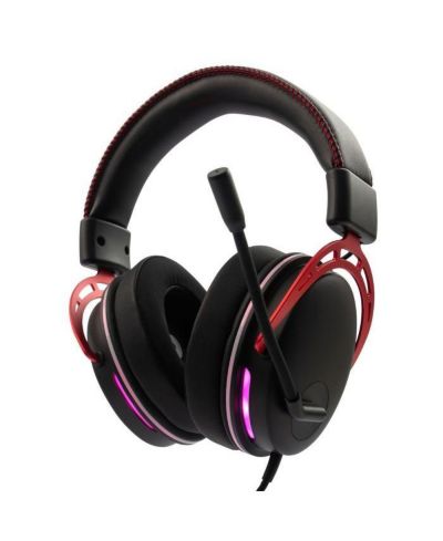 Игровые USB наушники RadioShack 7.1 с объемным звуком, мягкими амбушюрами, шумоподавляющим микрофоном и LED подсветкой, черный-красный дизайн, аксессуар для ПК