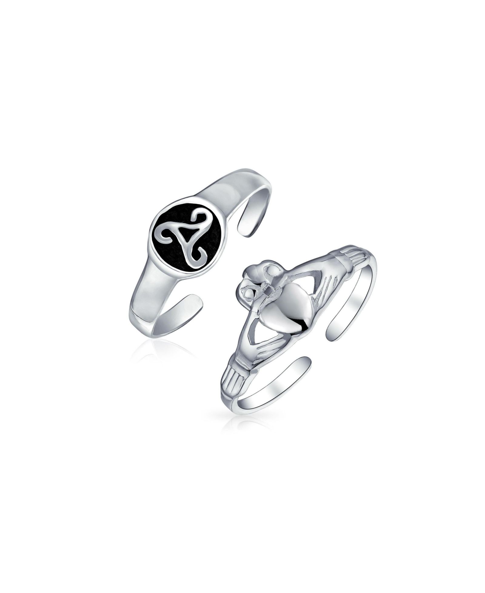 Bling Jewelry Celtic Claddagh Heart and Trinity Knot Toe Ring .925 Sterling Silver Set-2