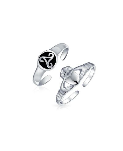 Bling Jewelry Celtic Claddagh Heart and Trinity Knot Toe Ring .925 Sterling Silver Set-2