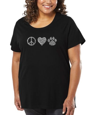 Футболка LA Pop Art Plus Size Peace Love Cats Word Art