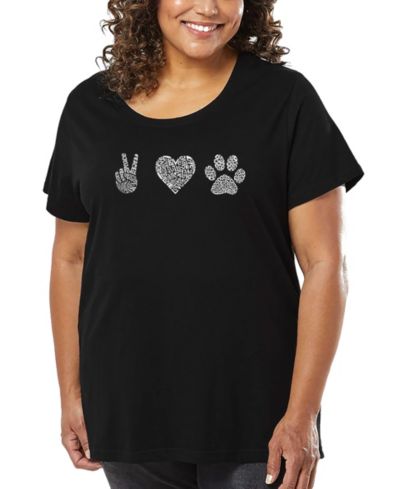 Футболка LA Pop Art Plus Size Peace Love Dogs Word Art