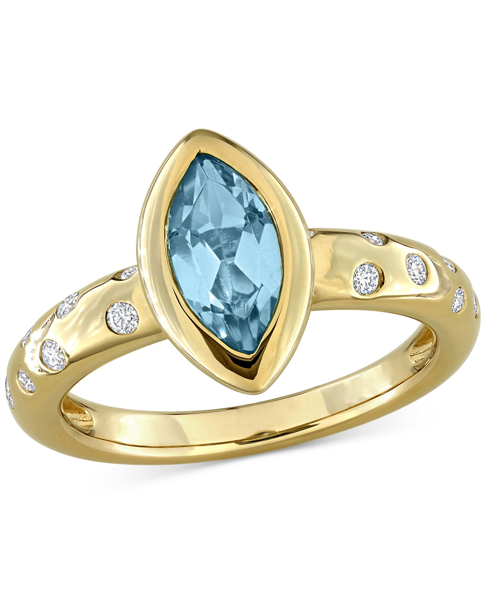 Кольцо с голубым топазом (3/4 ct. t.w.) и бриллиантом (1/4 ct. t.w.) в 10k Gold