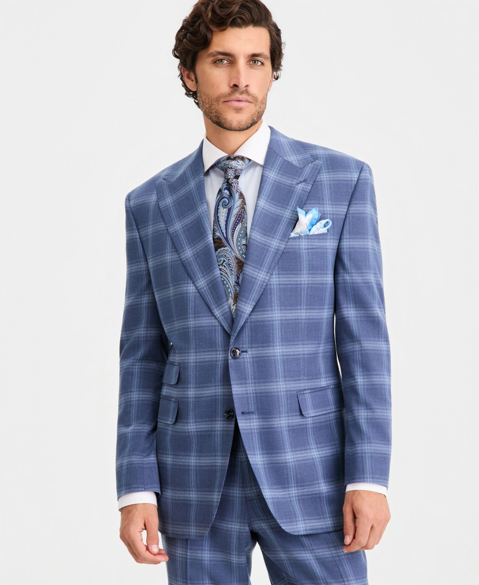 Пиджак Tayion Collection Men's Classic-Fit Navy Windowpane Suit Separates