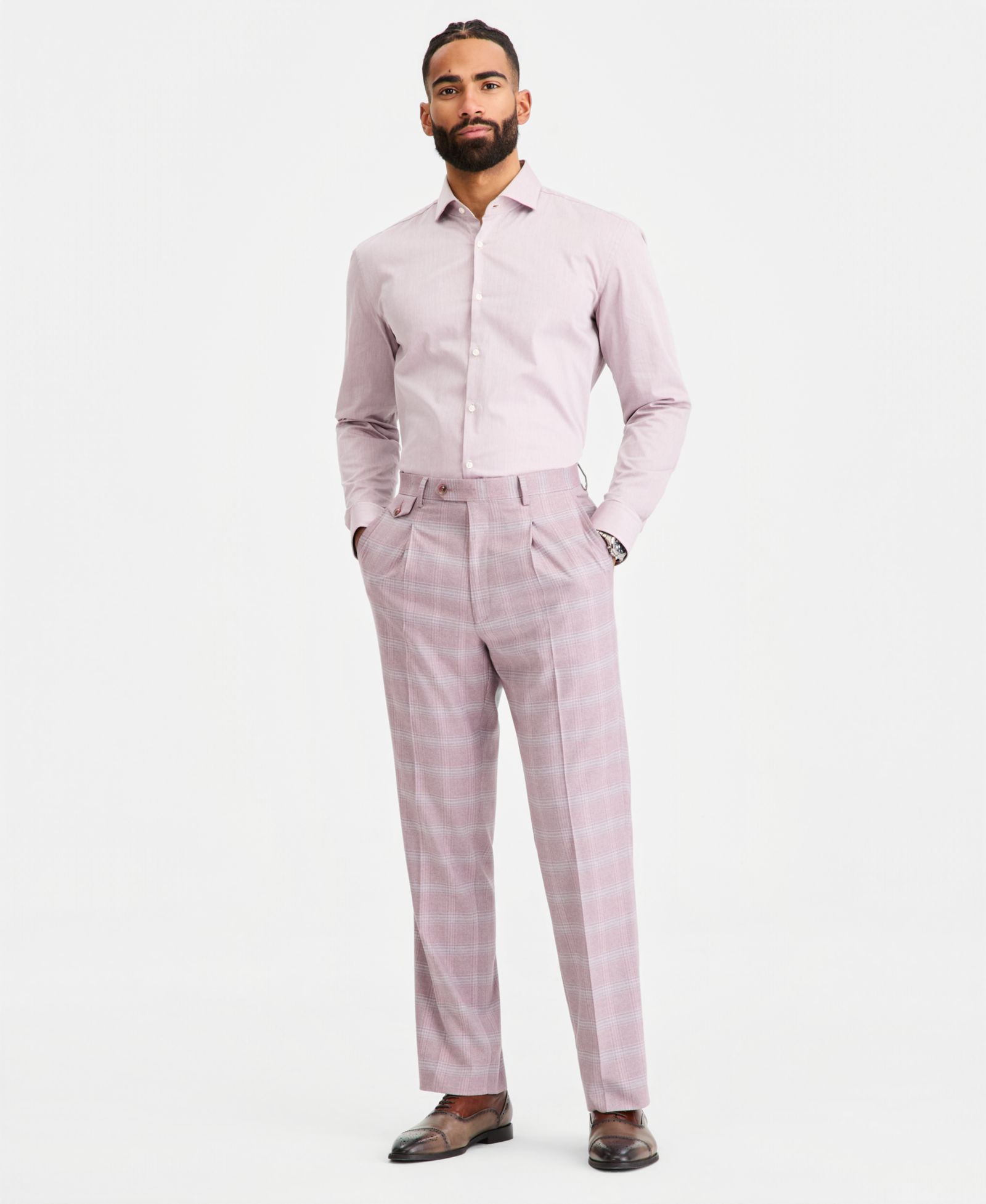 Tayion Collection Men's Classic-Fit Dusty Rose Suit Separates Pants