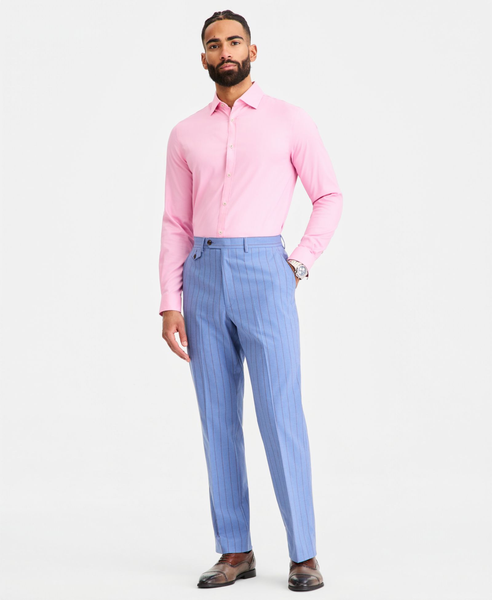 Tayion Collection Men's Classic-Fit Blue Pinstripe Suit Separates Pants
