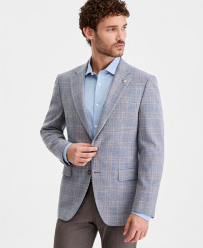 Ted by Ted Baker Men's Blue Plaid Modern-Fit Blazer