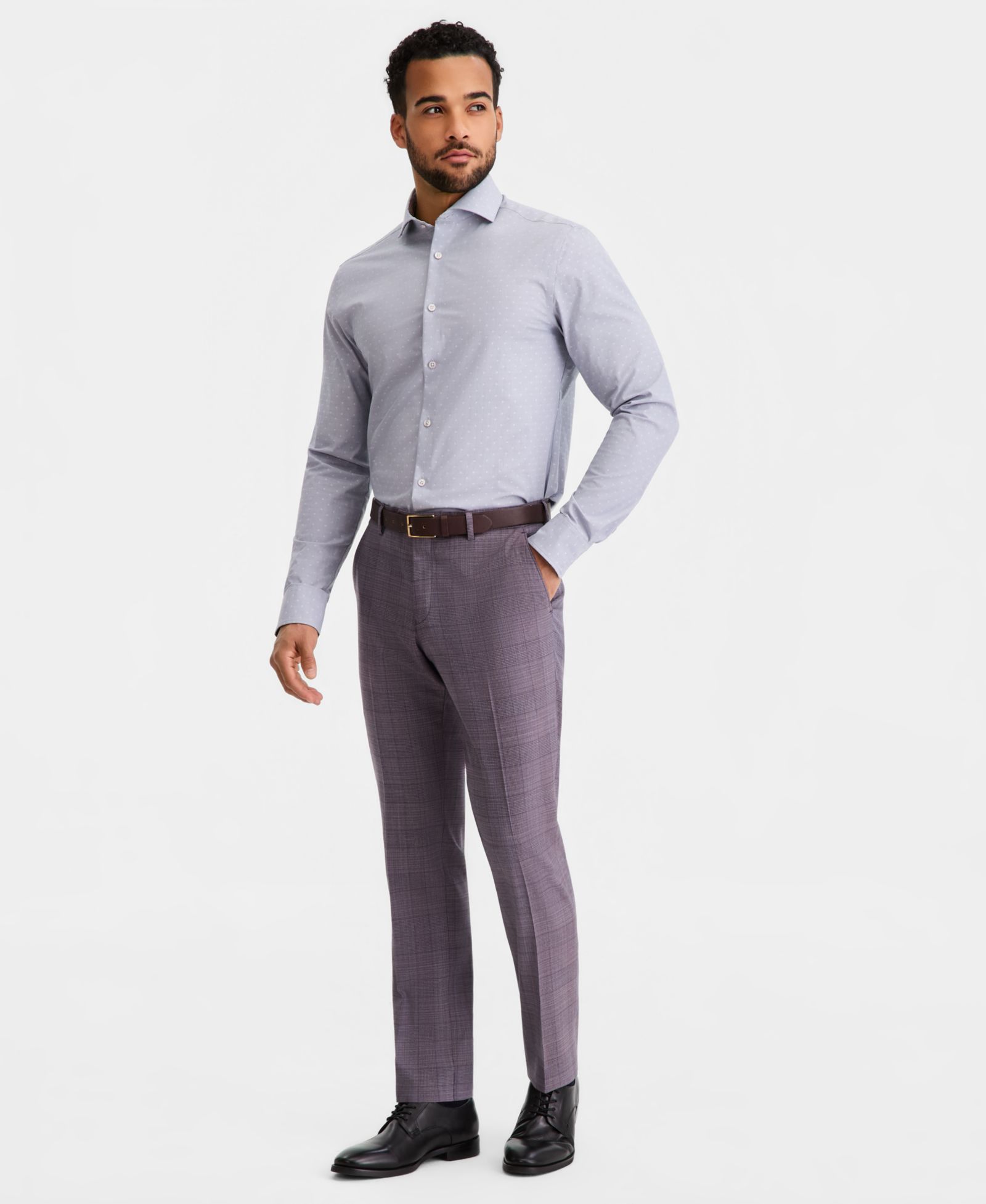 Ted by Ted Baker Men's Modern-Fit Wool-Blend Plaid Suit Separate Pants