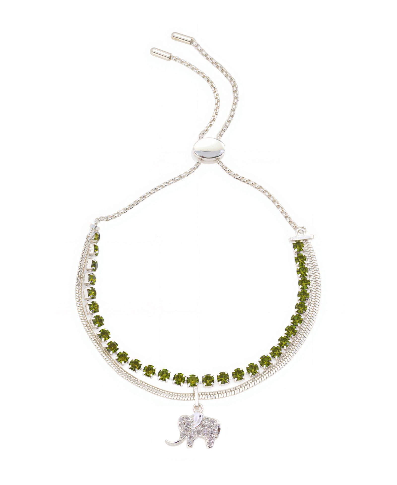 Unwritten Cubic Zirconia And Crystal Elephant Adjustable Bolo Bracelet