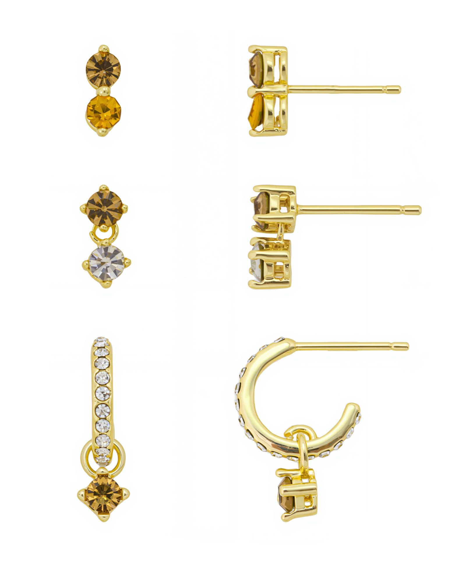 Серьги Unwritten Yellow Topaz Crystal Post 12Mm, 3 пары