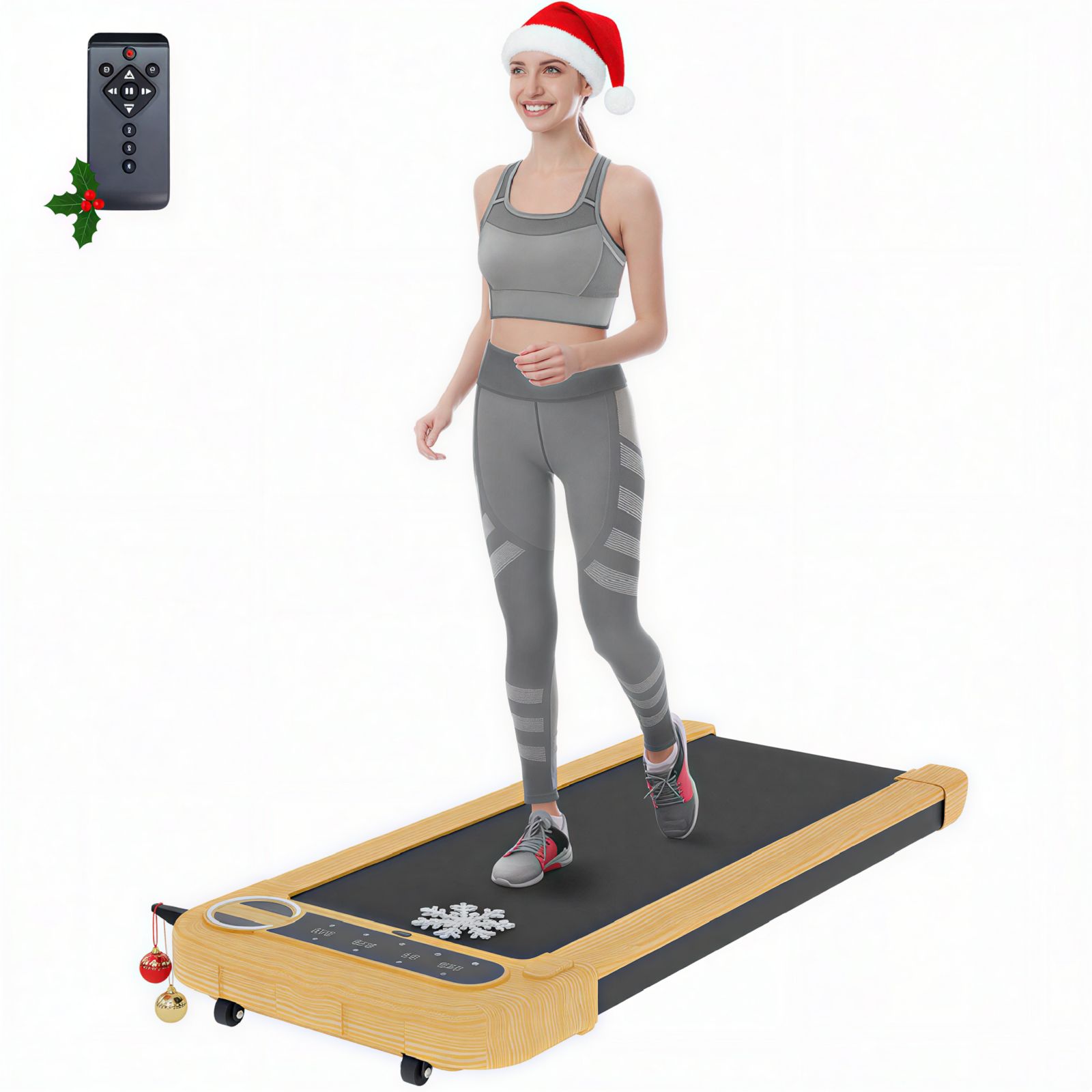 Soozier Walking Pad, Under Desk Treadmill with Wider Belt, Remote Control