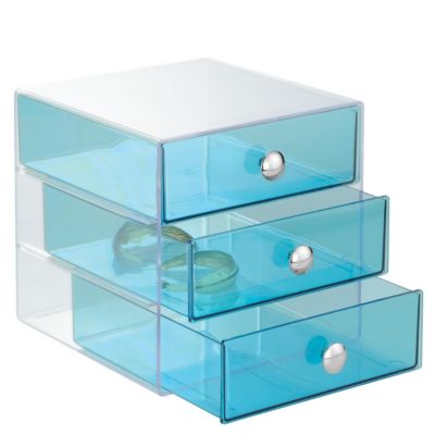 3-Drawer Stackable Makeup Organizer - Plastic Drawers for Vanity or Desk - Organize Cosmetics, Skincare, and Jewelry