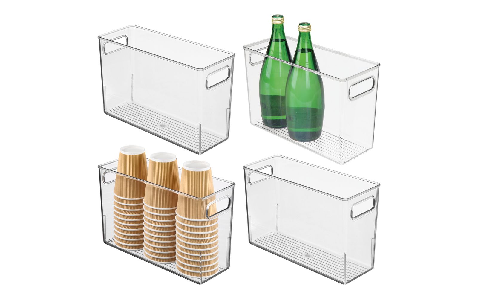 iDesign Plastic Storage Bin with Handles - Set of 4 - Clear - Made in USA