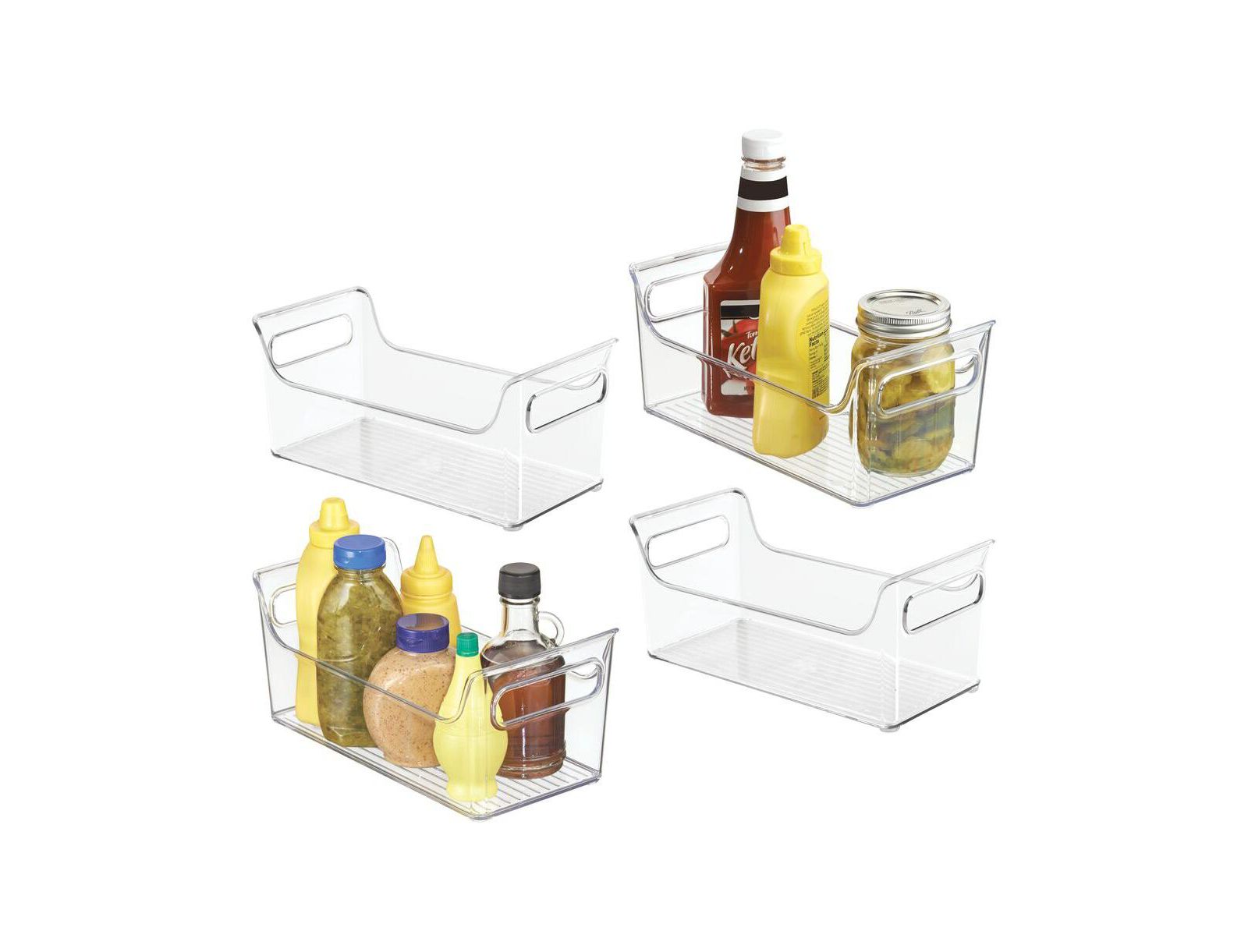 iDesign Plastic Condiment Organizer with Handles, Set of 4, Clear, Made in USA