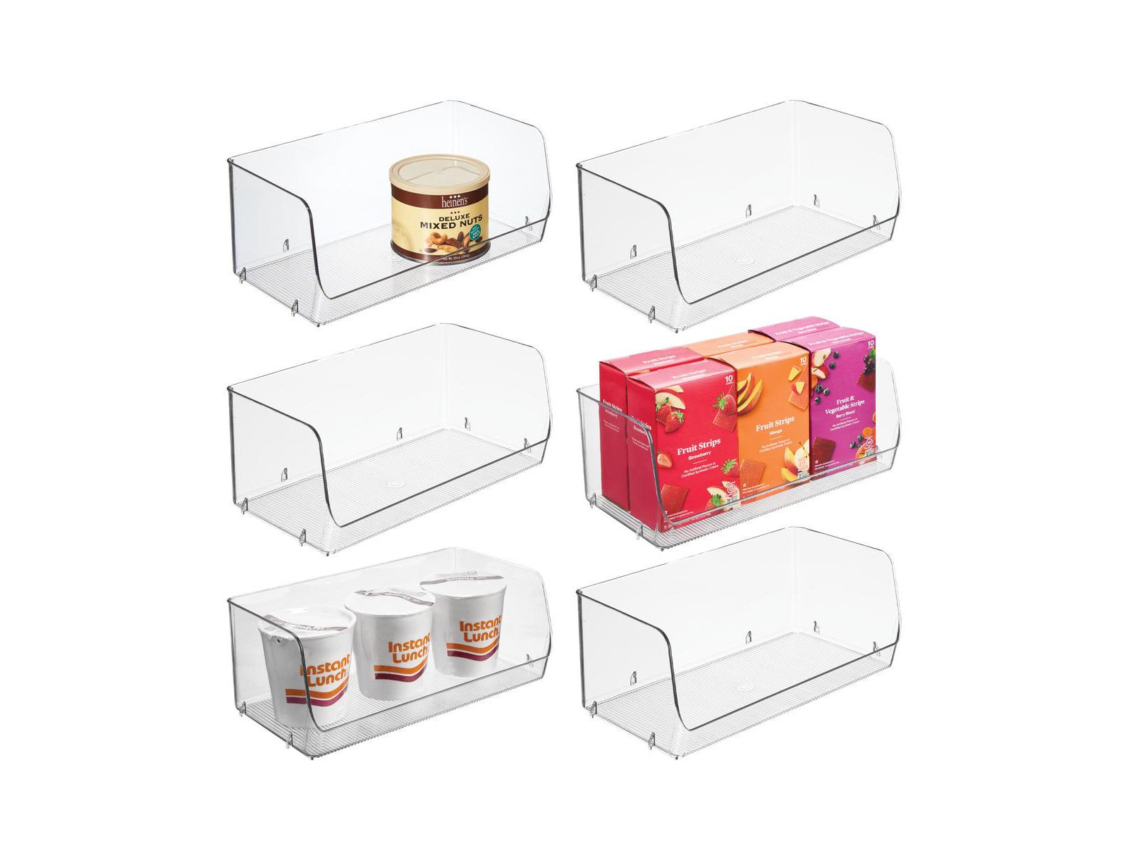 iDesign Wide Stackable Open-Front Storage Bins - Set of 6