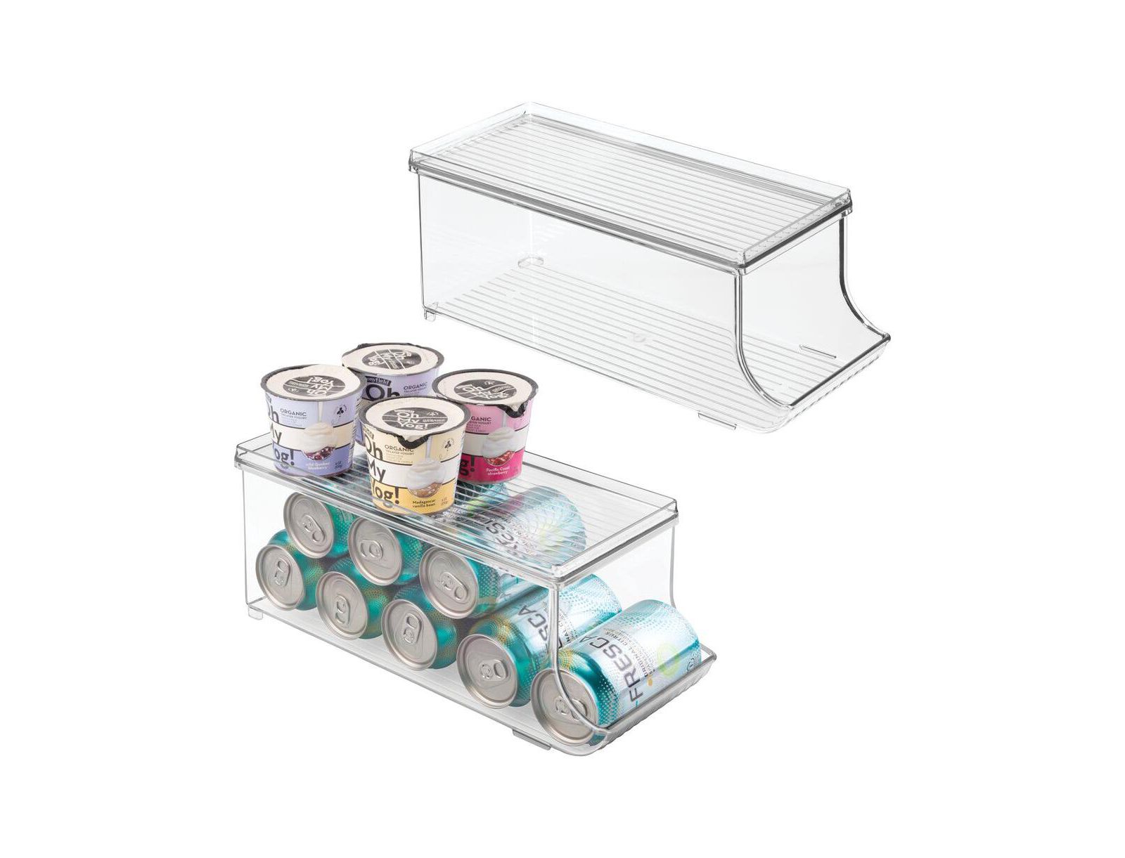 iDesign Soda Can Organizer with Lid for Pantry - Set of 2 - Clear - Made in USA