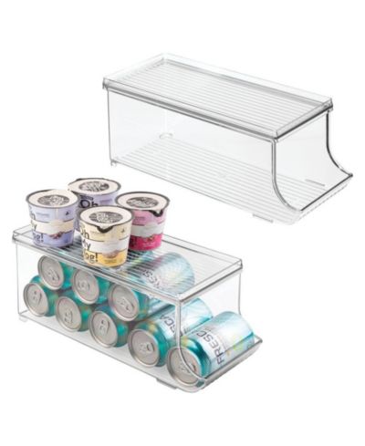 iDesign Soda Can Organizer with Lid for Pantry - Set of 2 - Clear - Made in USA