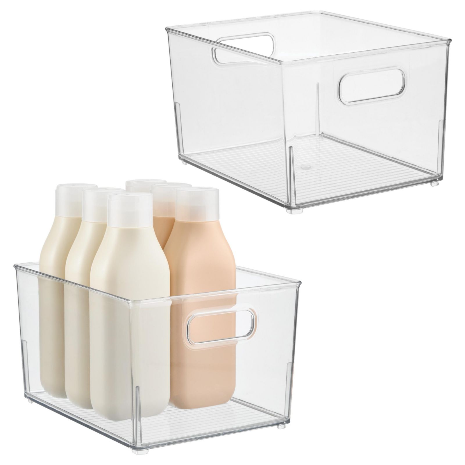 iDesign Small Stackable Bathroom Storage Bin - Set of 2 - Clear - Made in USA