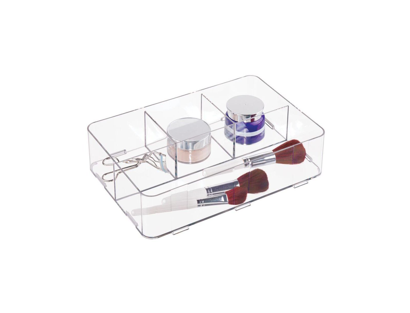 iDesign Interlocking 4-Section Plastic Drawer Organizer
