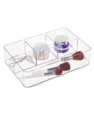 iDesign Interlocking 4-Section Plastic Drawer Organizer