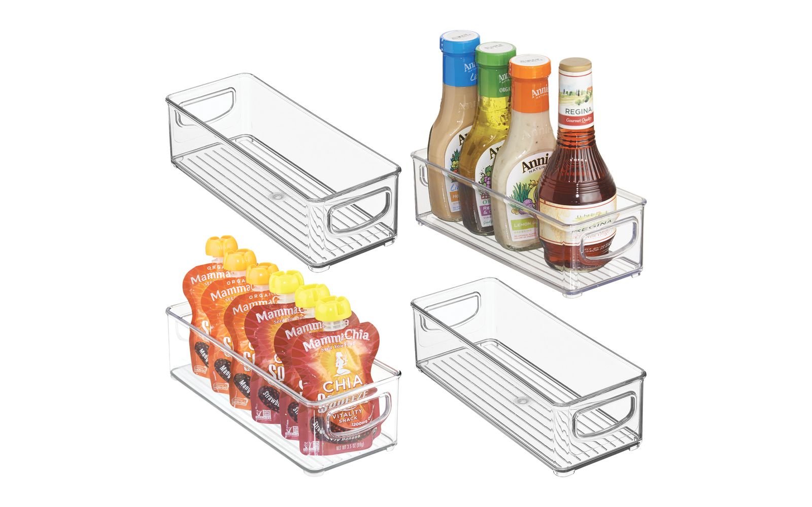 iDesign Set of 4 Plastic Stackable Pantry Bin with Handles