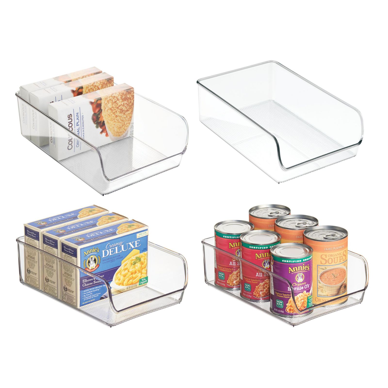 iDesign Pantry Organizer Bins for Cabinets or Fridge - Set of 4 - Clear