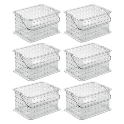 iDesign Small Stackable Shower Basket, Set of 6, Clear, Made in USA