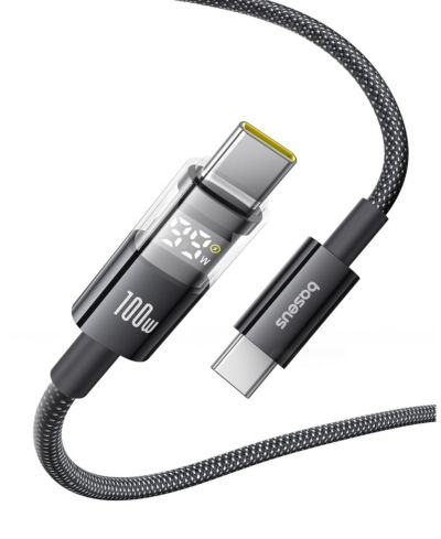Baseus Display 2 LED Display 100W Fast-Charging USB-C to USB-C Cable, Compatible with Most USB-C Devices