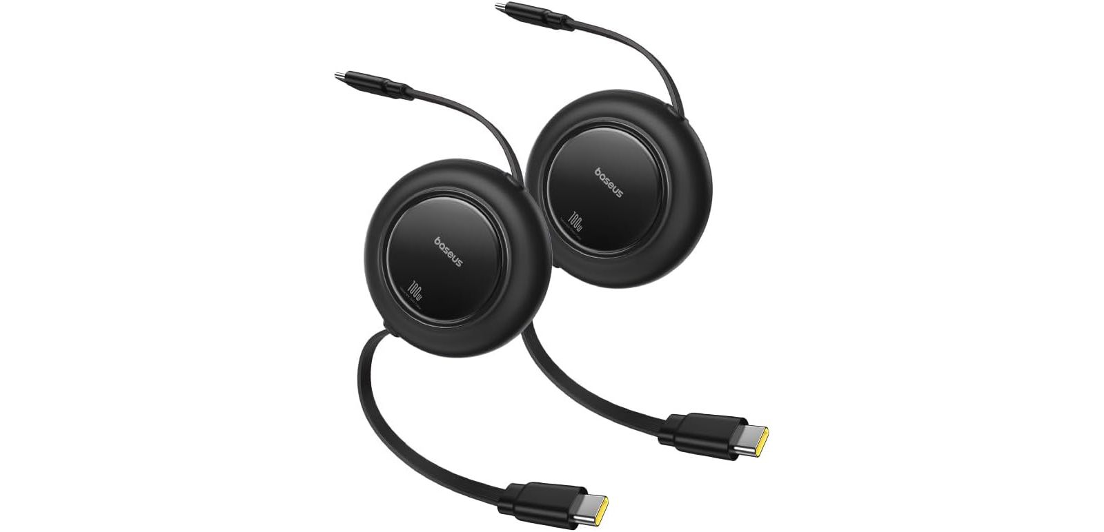 Retractable кабель Baseus USB-C на USB-C, 100W быстрая зарядка, 2 шт., 6.6ft, 7 уровней длины