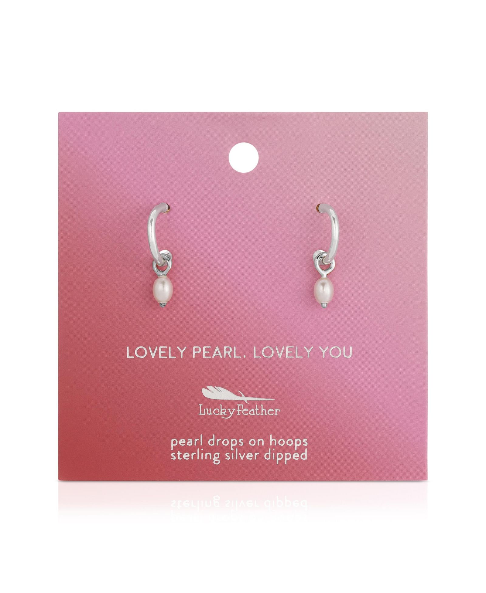Lucky Feather Hoops with Drop - Pearl () - LOVELY