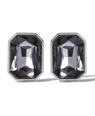 Jessica Simpson Faceted Gemstone Stud Earrings in Smoke Grey