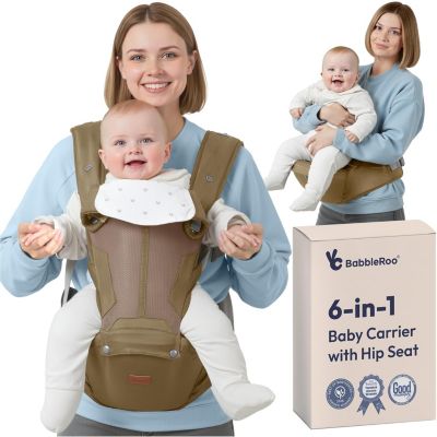 BabbleRoo Коляска-слинг 6-в-1 с сиденьем на бедрах и поясничной поддержкой, эргономичная и регулируемая для новорожденных и детей, Black