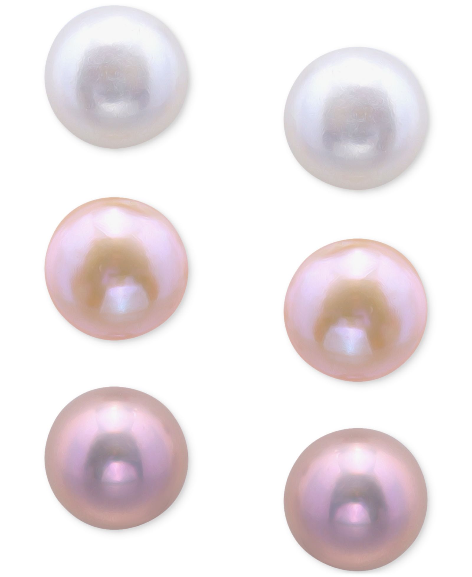 Giani Bernini 3-Pc. Set Freshwater Pearl Stud Earrings in Sterling Silver, Macy's Exclusive