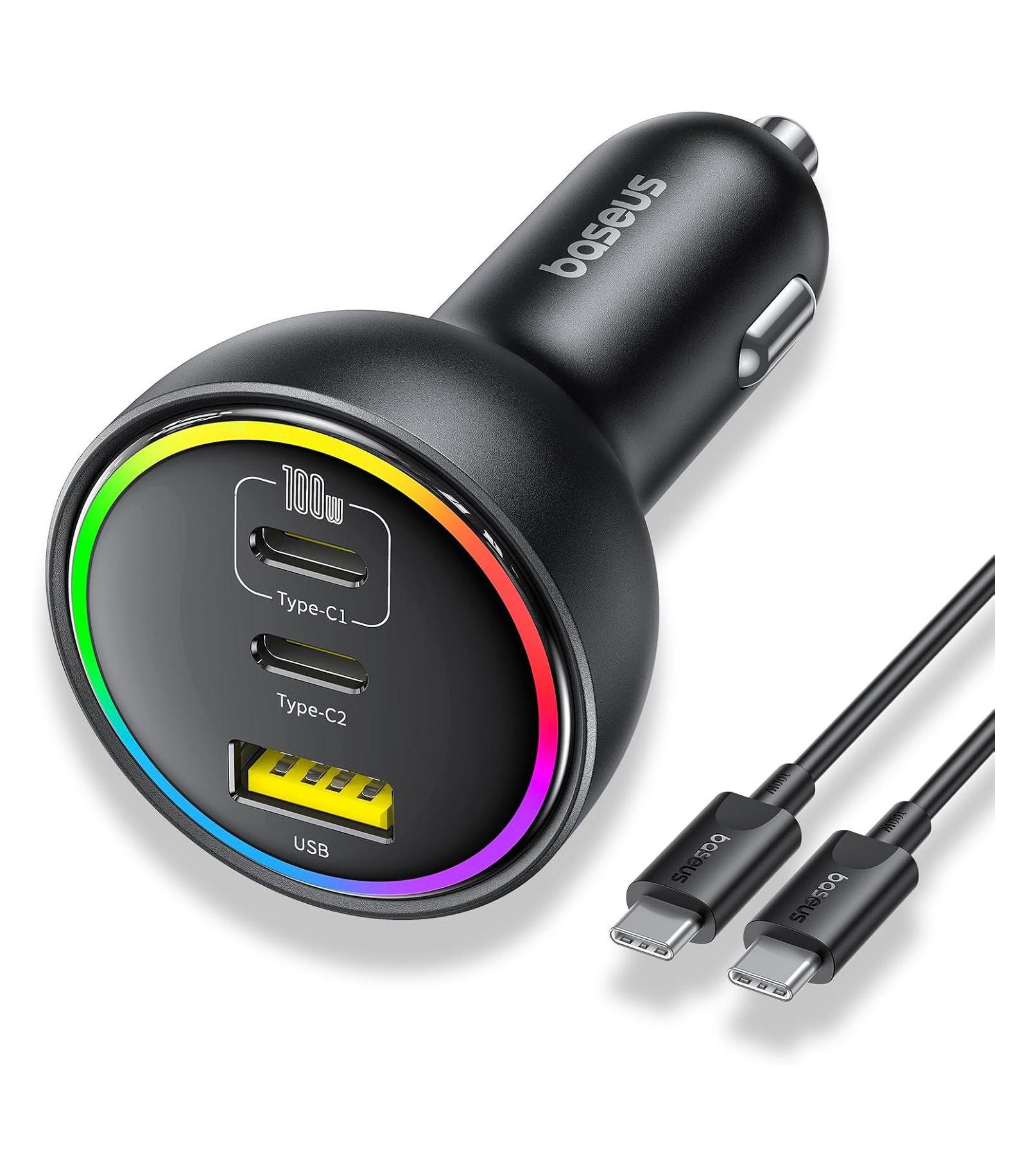 Сетевой разветвитель Baseus 140W 6-in-1 USB-C с дисплеем и плоским шнуром