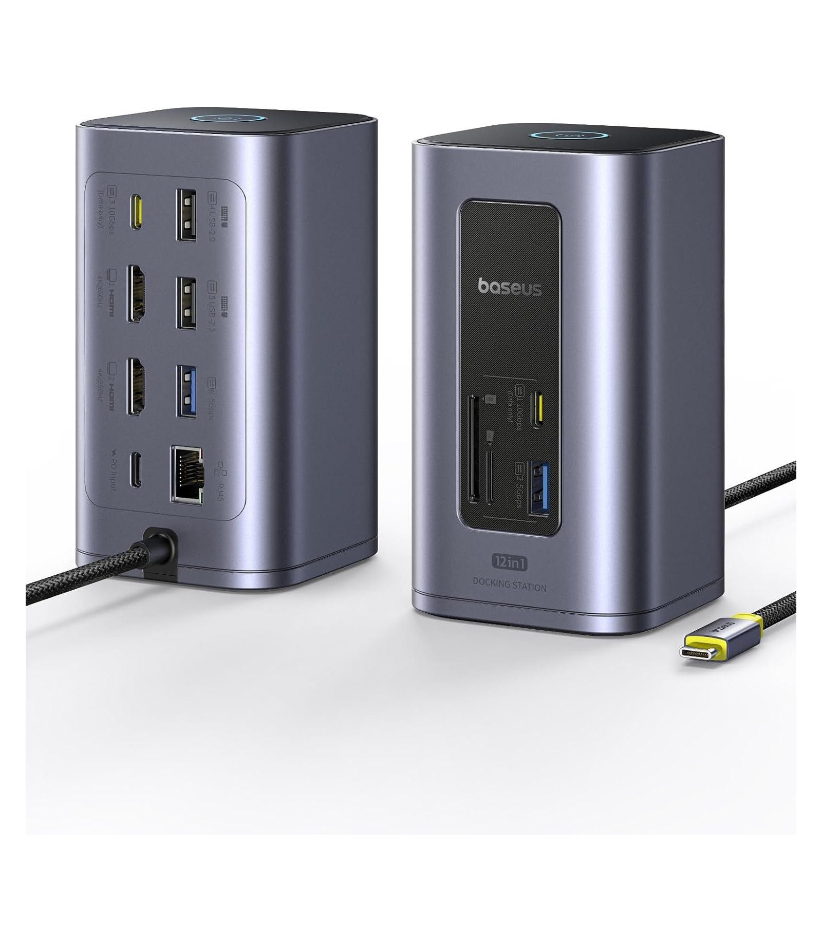 Baseus Nomos Win Air 12-in-1 Dual 4K USB-C Docking Station with 100W Power Delivery [Compatible with macOS and Laptop Computers]