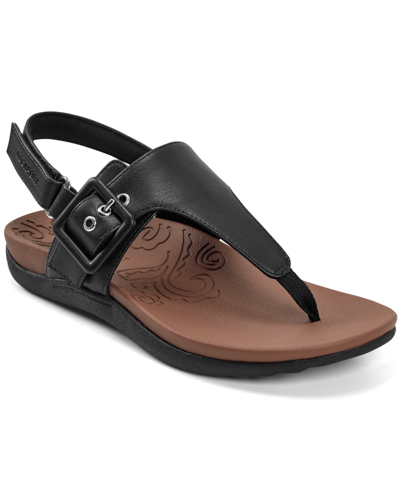 Rockport Women's Rora Thong Buckle Strap Flat Sandals